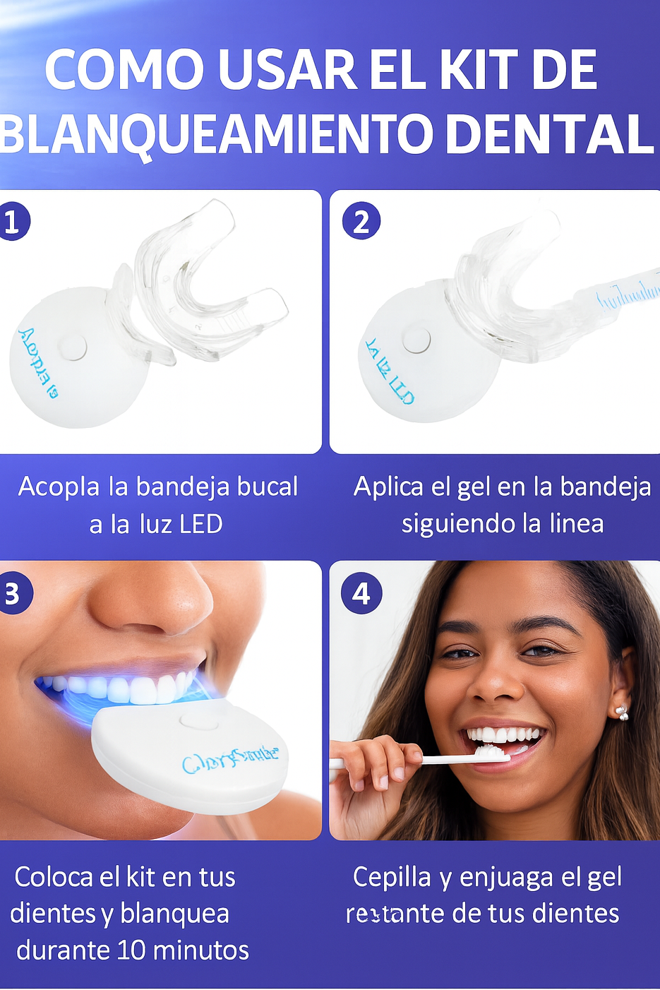 Kit Blanqueador Dental con Luz LED